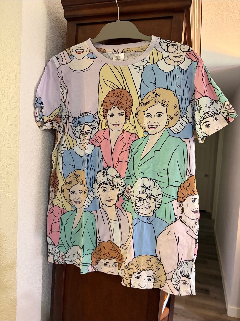 Cakeworthy AOP: Golden Girls Character All Over Print Tee in Pastel Multi